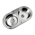 STAINLESS STEEL KITCHEN SINK REVERSIBLE DOUBLE 2.0 BOWL SINK INSET & FREE WASTE 1