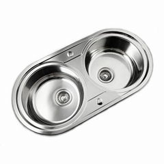 STAINLESS STEEL KITCHEN SINK REVERSIBLE DOUBLE 2.0 BOWL SINK INSET & FREE WASTE