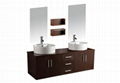 MFC Grey Oak Wall Hung Bathroom Cabinet Vanity Unit Ceramic Twin Basin Mirror