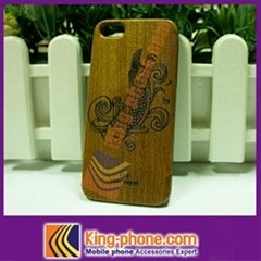 Iphone 5 Carving Fish Pattern Sapele PC Case