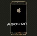 Iphone5S Mirror Art Gold Housing With Transparent Diamond 5