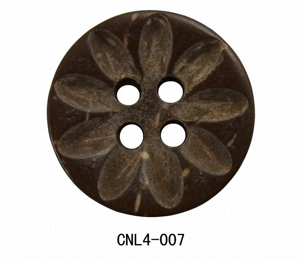 Engraved coconut flower button