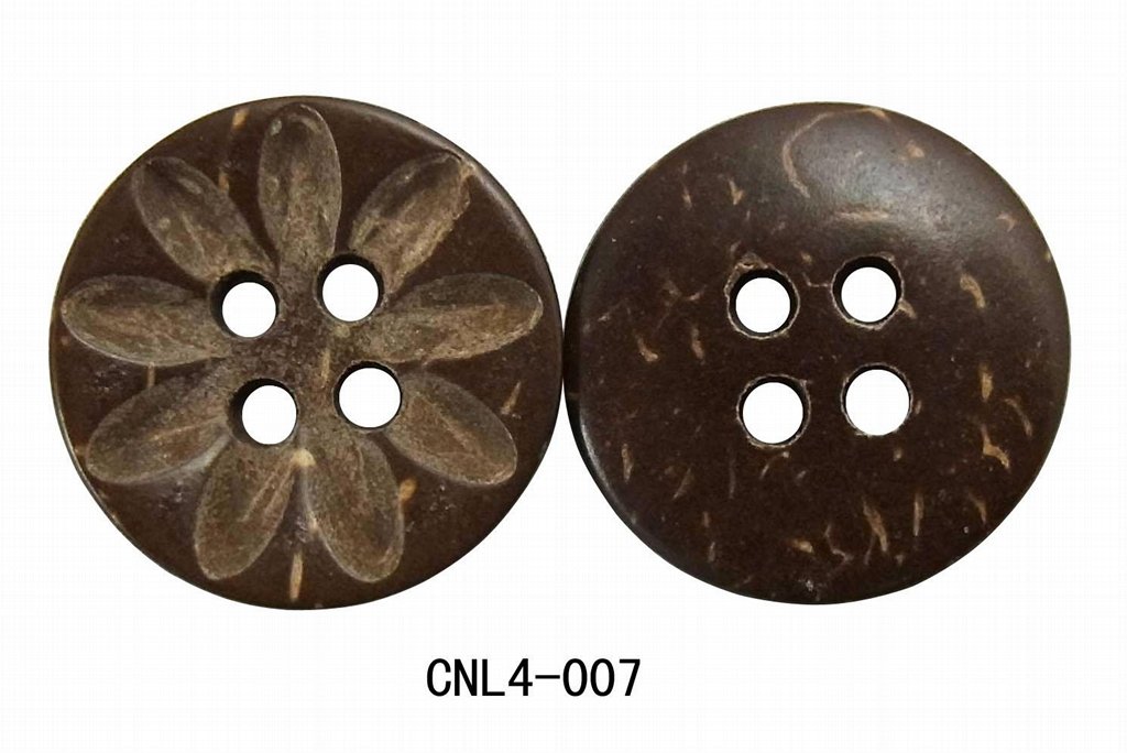 Engraved coconut flower button 2