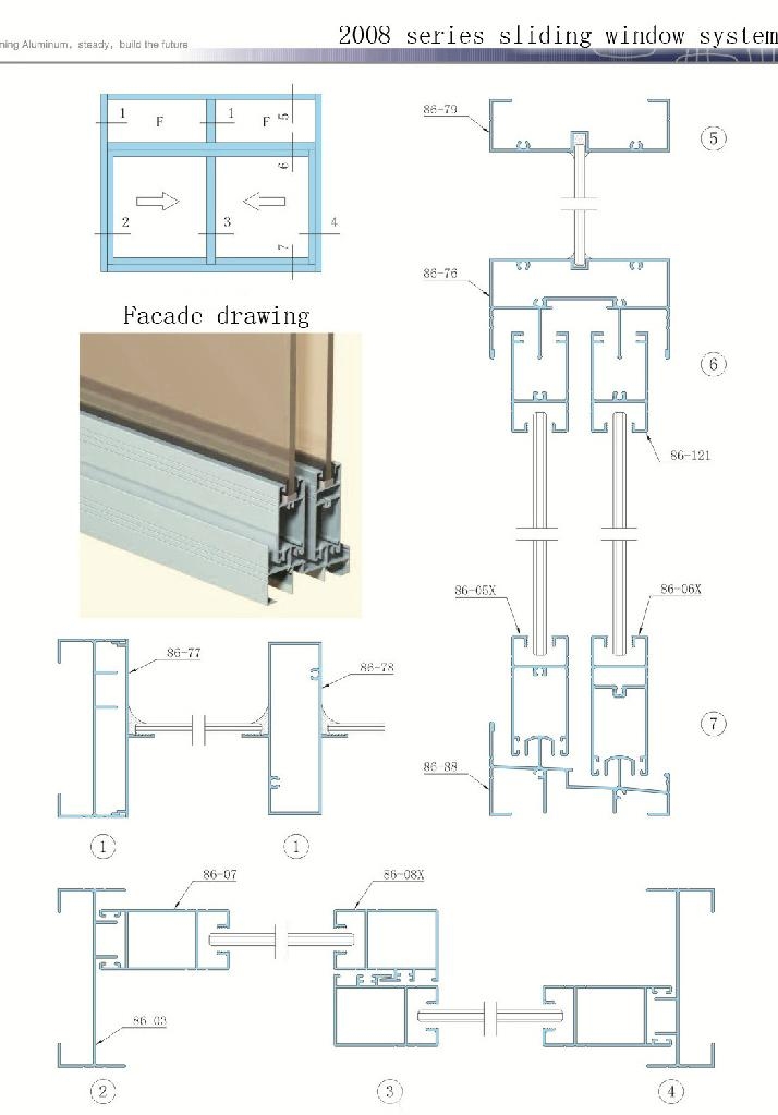 powder coated aluminium sliding window section 3