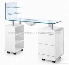 Bent tempered glass top manicure table nail table with fan(CE,RoHS)