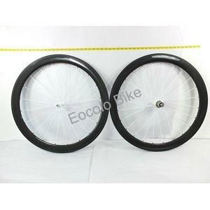 carbon bike 3k Glossy Wheelset with White Powerway R13 hubs and 44 pcs White CN