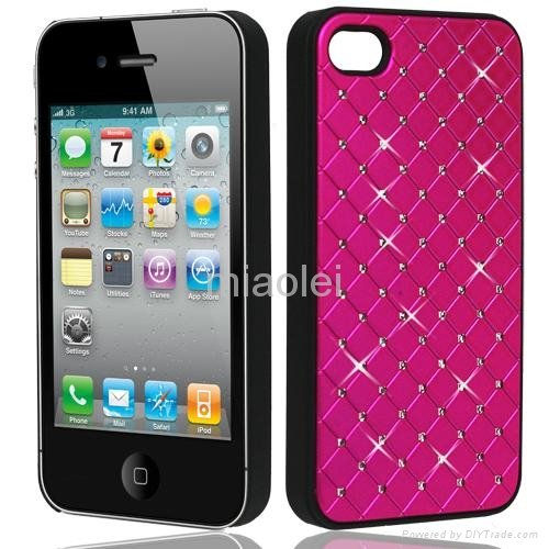 Bling plating Back Case for iphone 4, phone cover 3