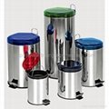 Stainless steel trash can with plastic