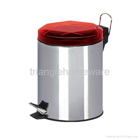 Stainless steel trash can with plastic lid 4