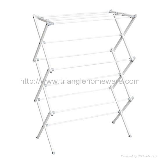 Three layer foldable clothes rack 