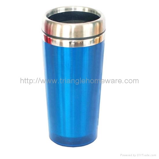 Stainless steel travel mug with lid
