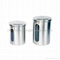 Round Stainless Steel Window Canister Set with Lids