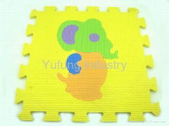 child using eva animal puzzle mat