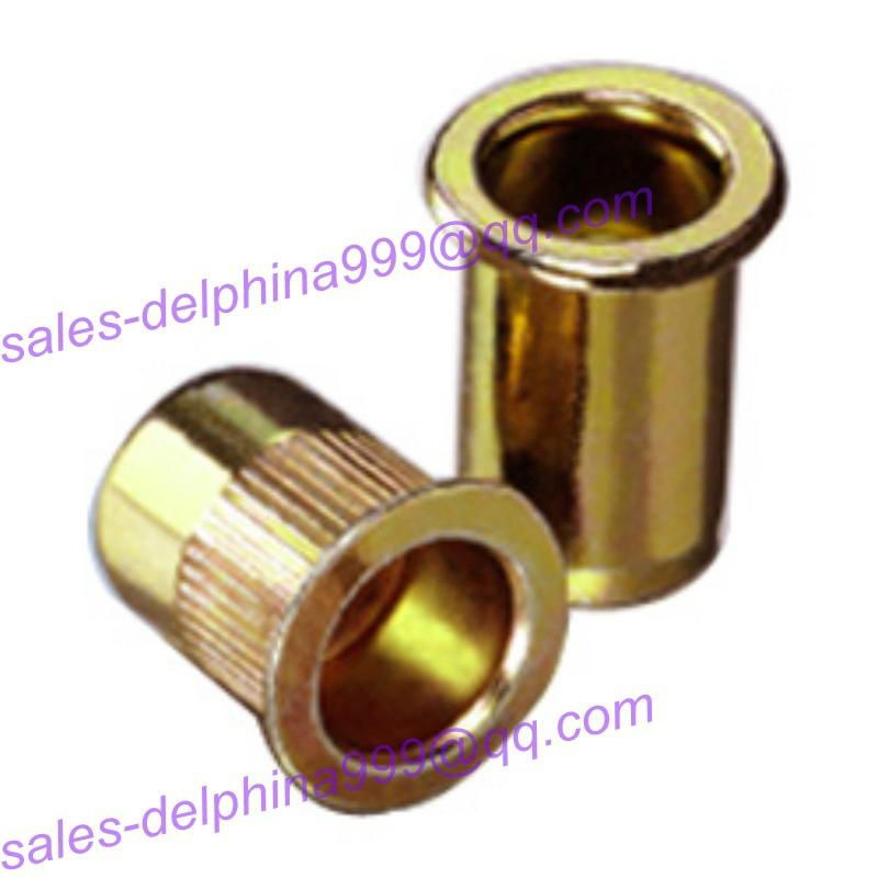 Flat head knurled body rivet nut in hardware 4