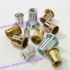 Flat head round body carbon steel rivet nut in hardware