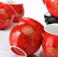 Classical Chinese Peony Ceramic Tea Set Red 3