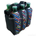 neoprene 6 pack beer bottle cooler tote