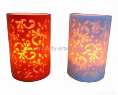 Flameless flower carved paraffin wax LED