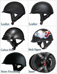 Leather Motorcycle Scooter Half Helmet