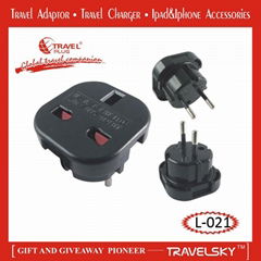 2013 HOT SALE Euro Plug Adapter with CE ROHS Approved (L-021)