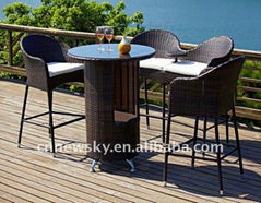 Patio wicker bar furniture set