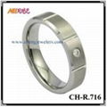 Comfort Fit Brushed Flat Tungsten Ring with Diamond-8mm