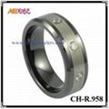 Tungsten Ring with  3  Diamonds