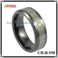 Tungsten Ring with  3  Diamonds