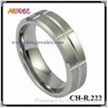 White Tungsten Ring with Brushed Diagonally Grooved Center 3