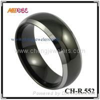 Comfort Fit IP Black Dome Men Tungsten carbide ring