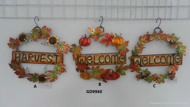 Shaped Metal/Glass Hanging Welcome Signs
