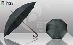 Auto open Wooden shaft and handle Straight Umbrella 139