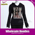 Black Cotton Women Fleece Hoodie