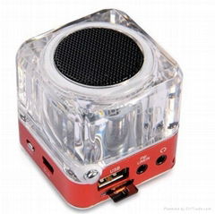portable crystal mini speaker sound box with USB FM Radio Speaker 