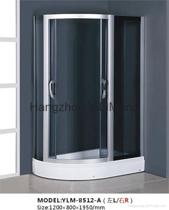 Satin Aluminium Profile Tempered Glass Shower Cabin 