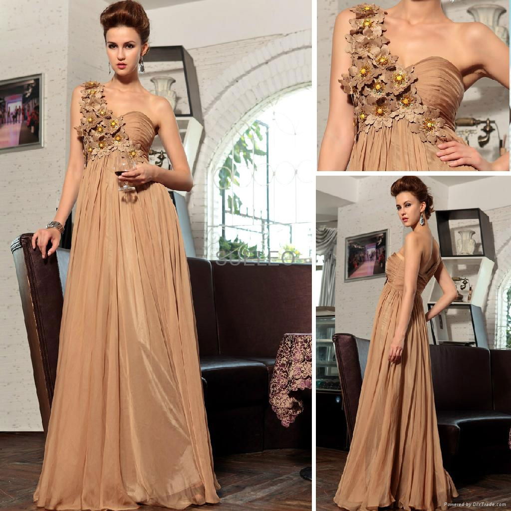 Champagne v neck Elegant Beaded Evening Dresses30720 