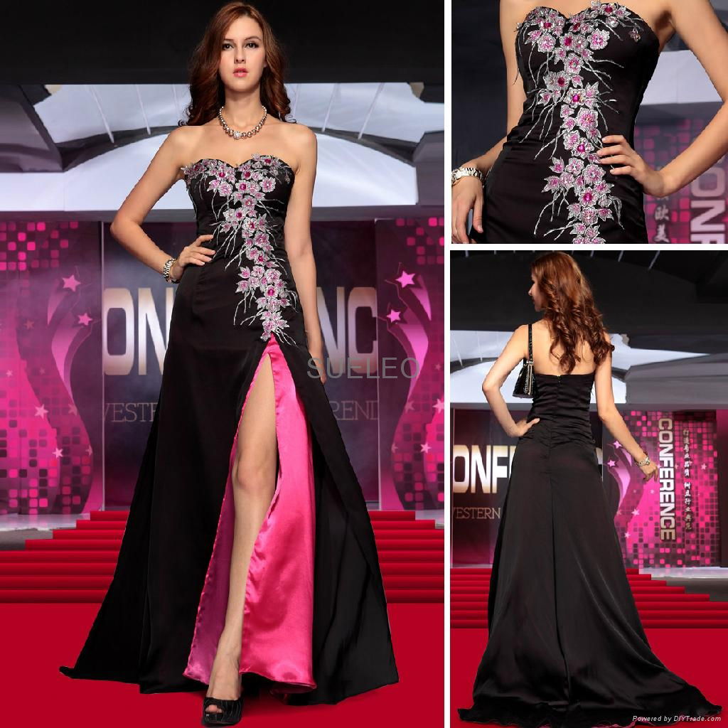 Black club style sexy Elegant Pure silk satin Prom Dresses30736 