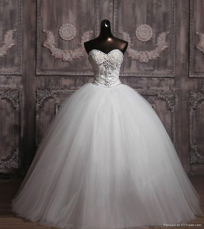 Customer Made Strapless Beaded Bouffant Wedding Dress 