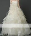 Strapless Embriodery High End Lace Bouffant Flower On Waist Wedding Dress  1