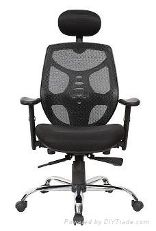 Black Mesh Fabric Adjustable Swivel Executive Office Chair with Pad Headrest 