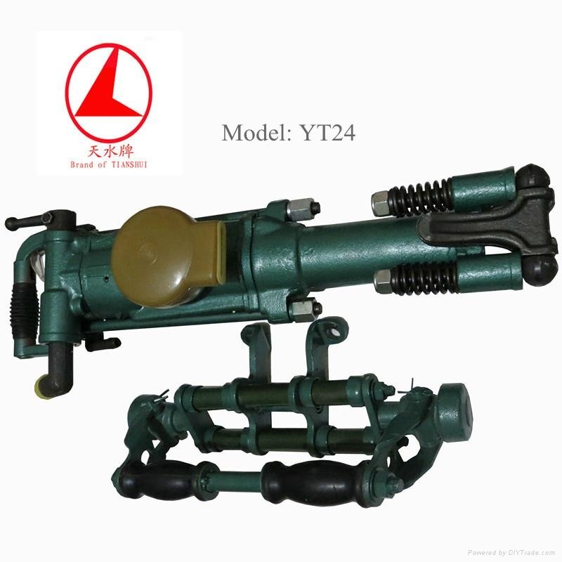YT24 pneumatic rock drill with air leg 4