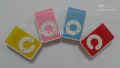 heapest! Mini Clip Mp3 player with card slot MP3+earphone+USB cable+box