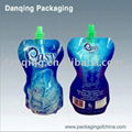 Liquid stand up pouch with spout for beverage packaging 1