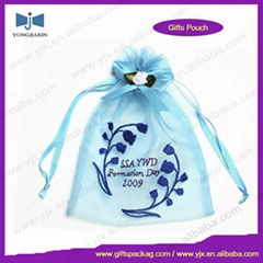 embroidery drawstring organza bag