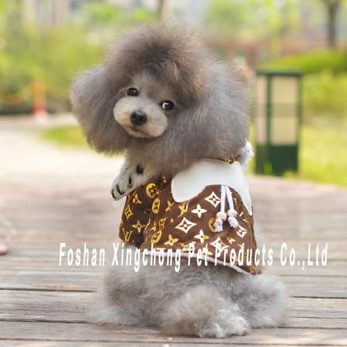 double layer warmly pet dog clothe with luxury collar 3