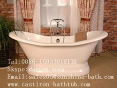 double slipper cast iron enameled bathtub