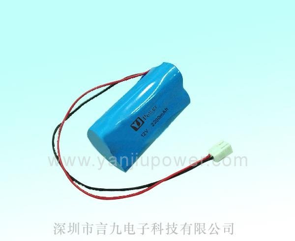 12V 2200mAh 18650 battery pack with 34x36x67mm