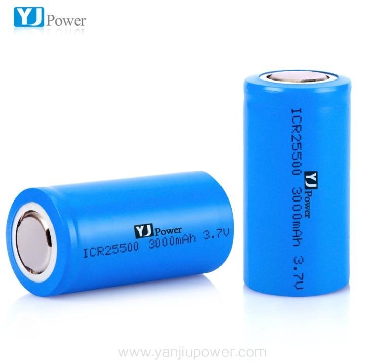 3.7V Cylindrical li-ion battery 25500 with 3000mAh