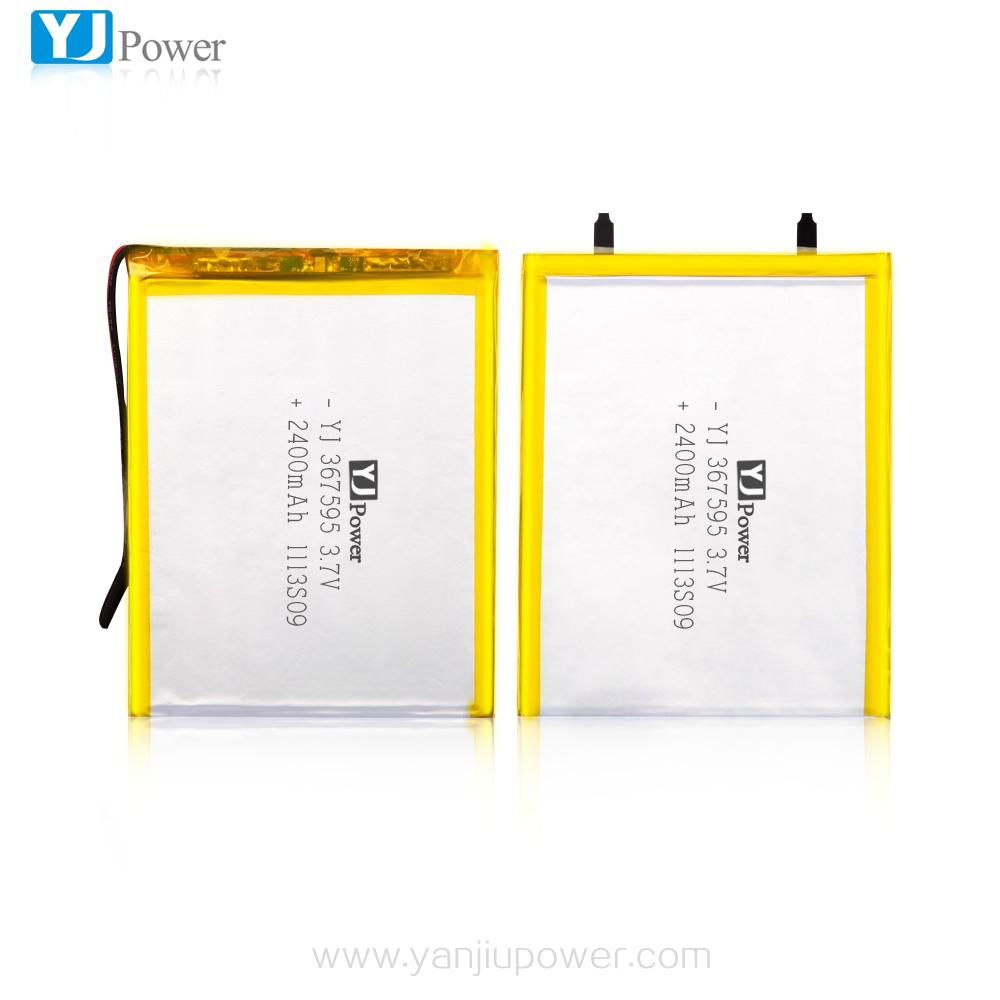 Rechargeable li-polymer battery 367595 2400mAh 3.7V 2