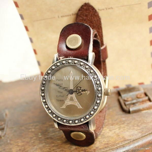 Cow Leather France Eiffel Tower his-and-hers watches 